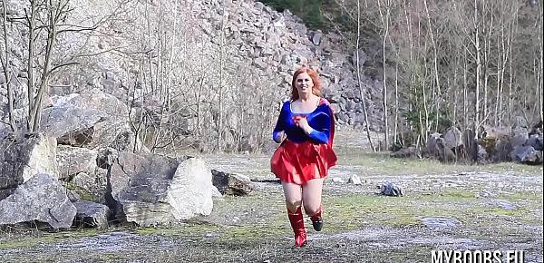  Alexsis Faye Busty SuperWoman Cosplay outdoor playing
